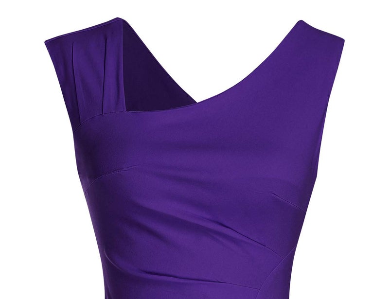 MUXXN Women's Cut Out Neck Ruched Waist Purple Bridesmaid Dress (M Purple) - Image 5